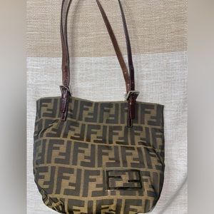 Fendi Brown Green Zucca Shoulder bag